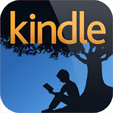 Kindle app logo: A simple, stylized book with a curved arrow pointing from the bottom right corner to the top left corner